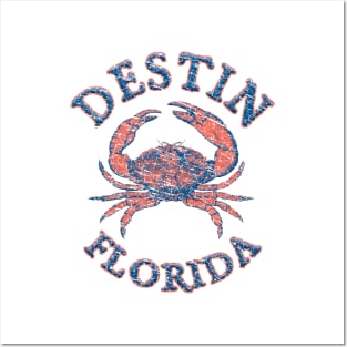 Destin, Florida, with Stone Crab on Wind Rose (Two-Sided) Posters and Art